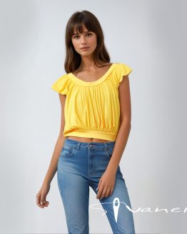 Дамска блуза с басти и къс ръкав