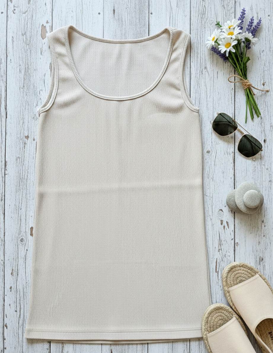 Туника рипс с облодеколте, без ръкави - Image 3