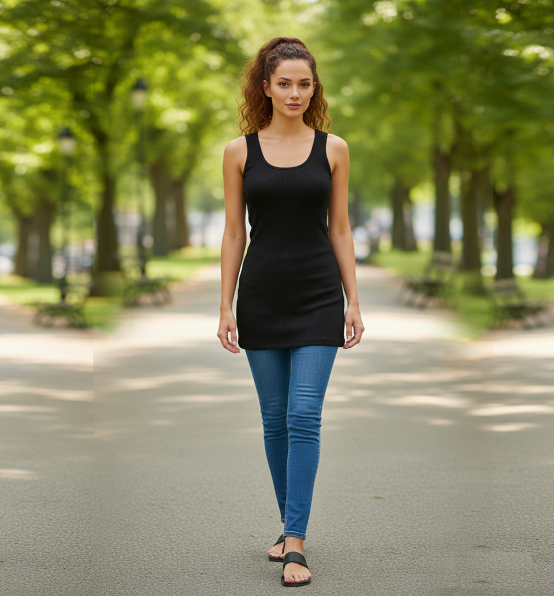 Туника рипс с облодеколте, без ръкави