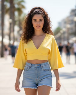 Блуза пеперуда с висока талия