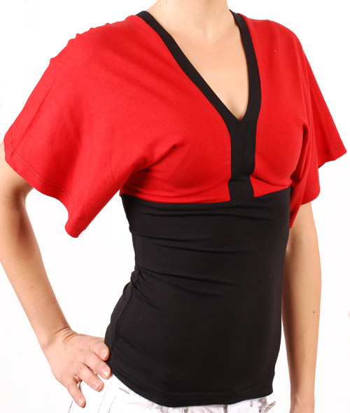 Блуза с къс ръкав пеперуда в два цвята