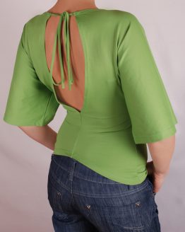 Блуза кимоно с обло деколте и гол гръб