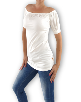 Туника с набрано бие и обемни къси ръкави