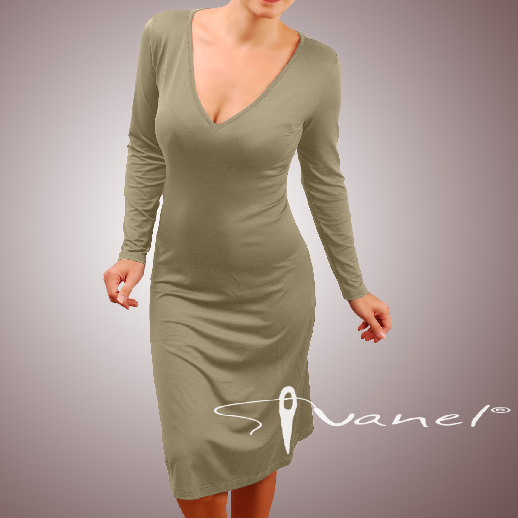 Рокля шпиц деколте и дълги ръкави - Image 16