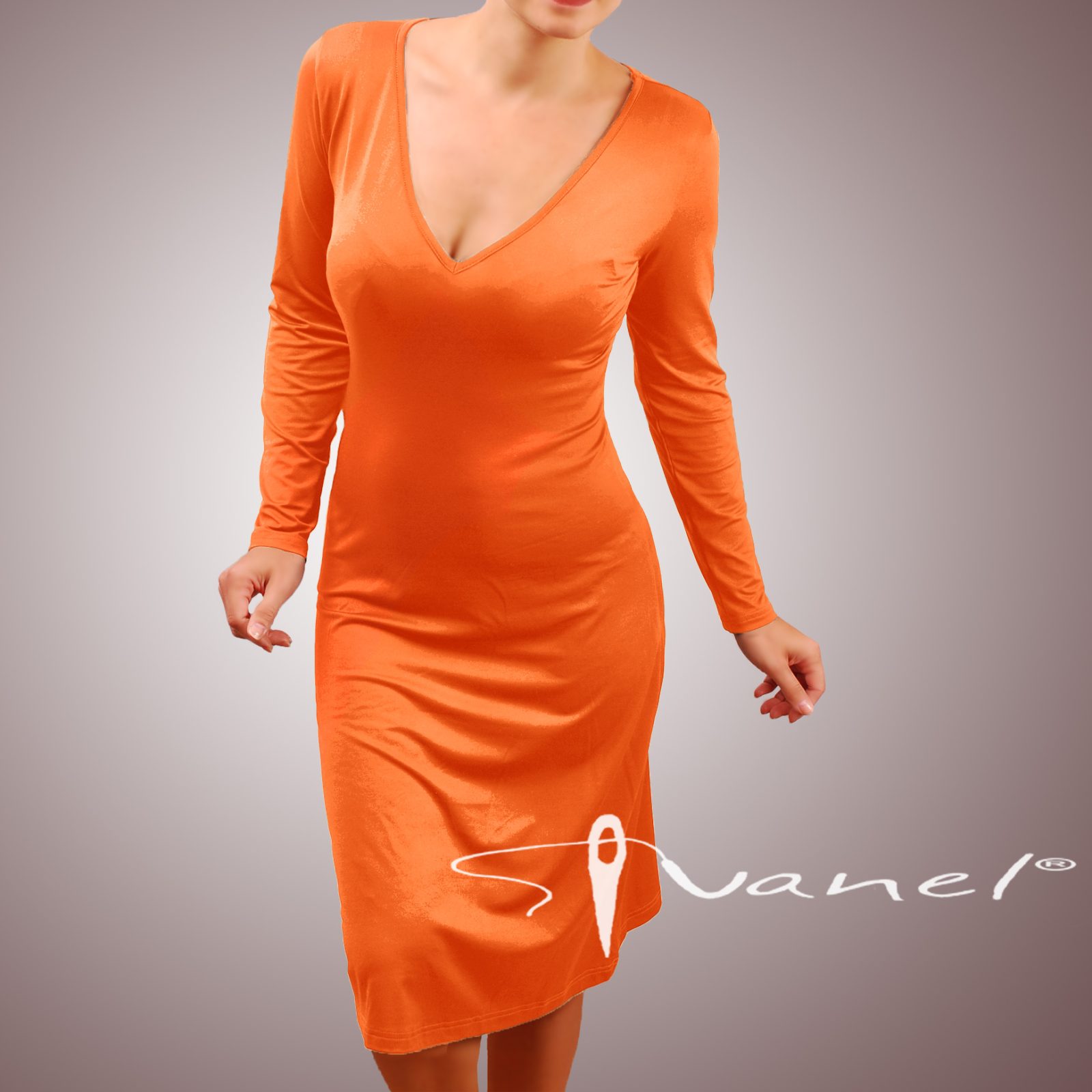 Рокля шпиц деколте и дълги ръкави - Image 17