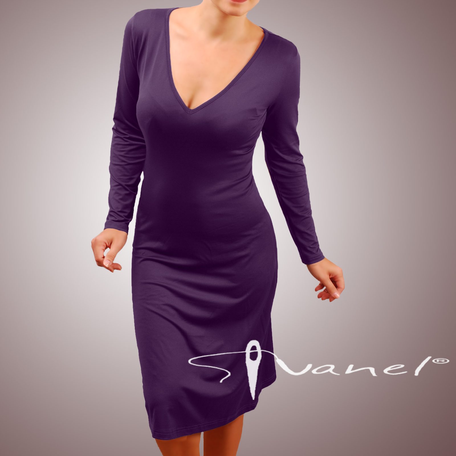 Рокля шпиц деколте и дълги ръкави - Image 18