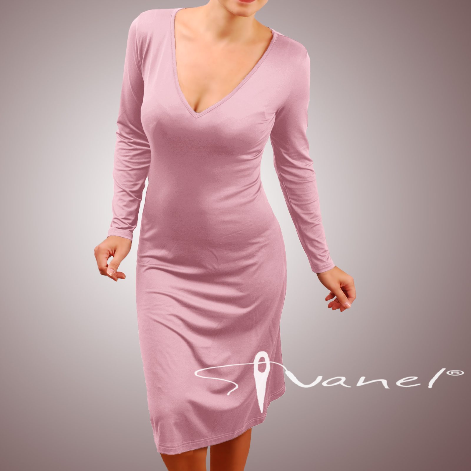 Рокля шпиц деколте и дълги ръкави - Image 19