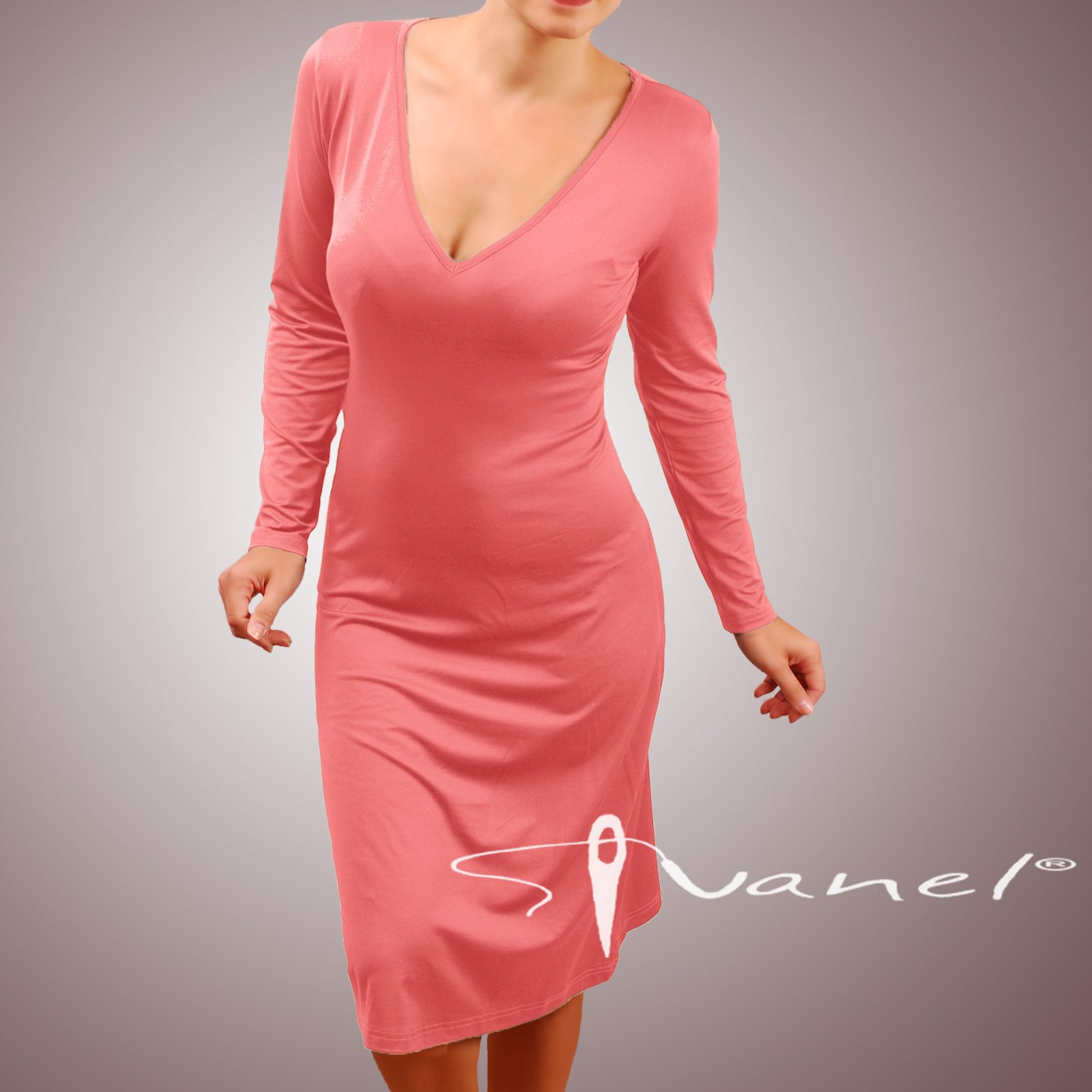 Рокля шпиц деколте и дълги ръкави - Image 20