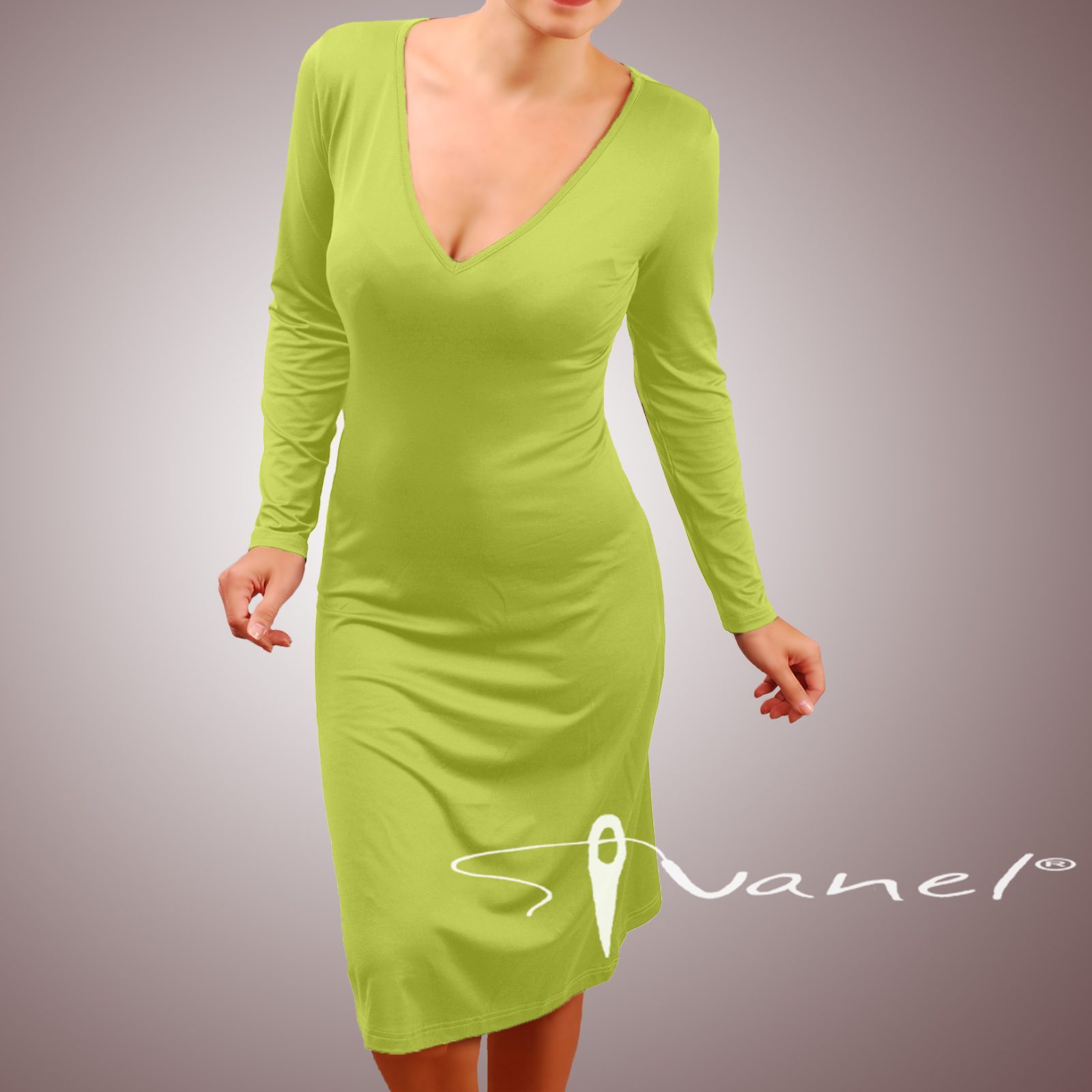 Рокля шпиц деколте и дълги ръкави - Image 21