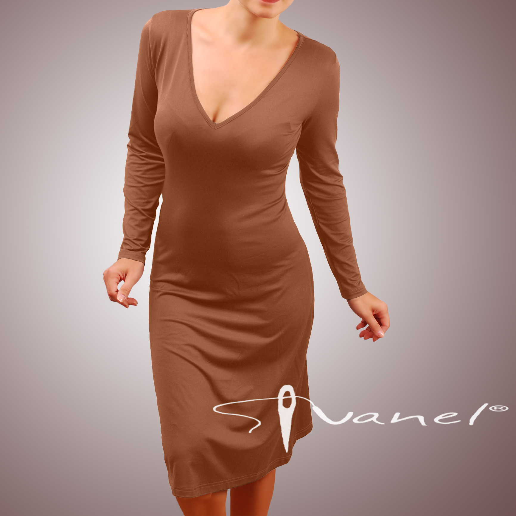 Рокля шпиц деколте и дълги ръкави - Image 22