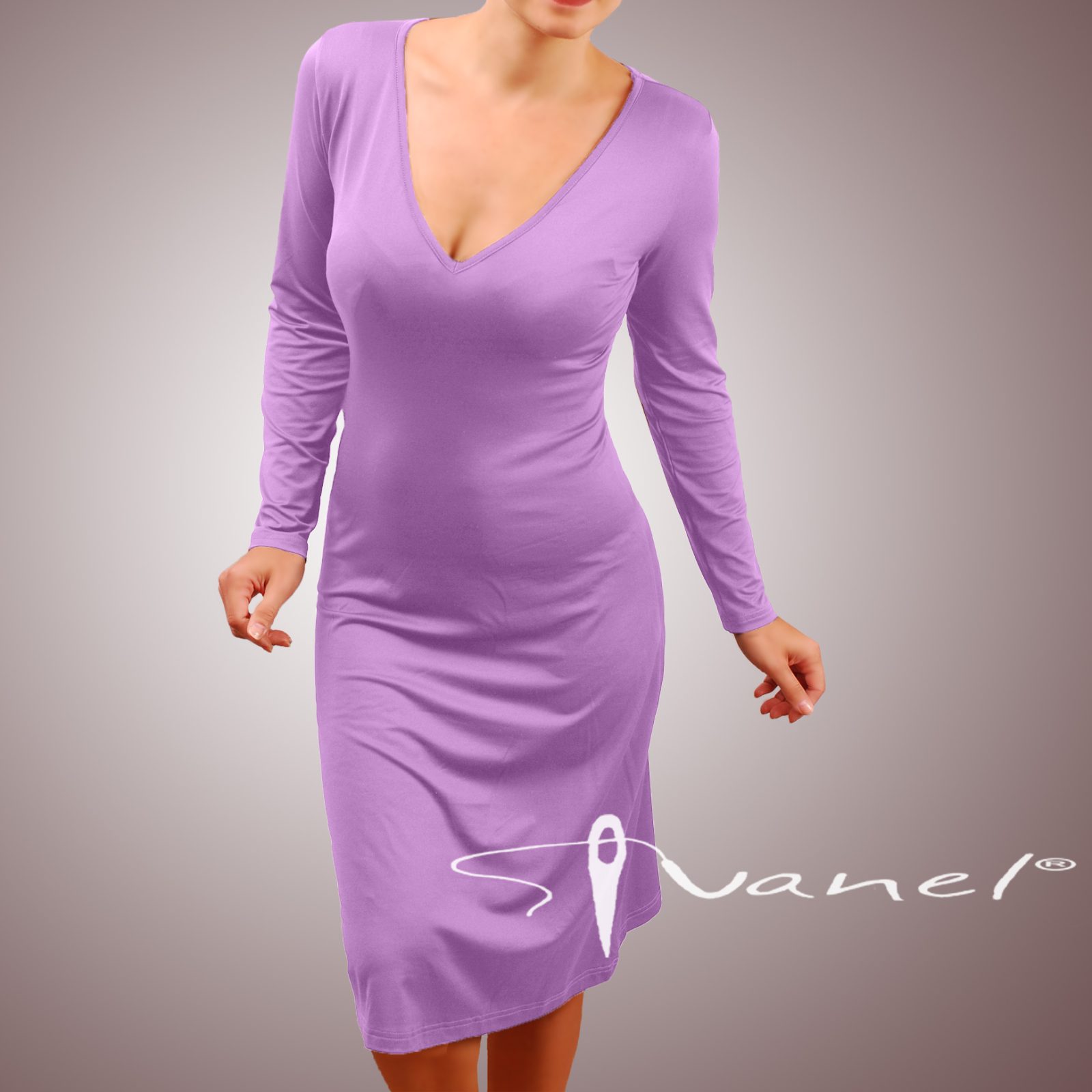 Рокля шпиц деколте и дълги ръкави - Image 23