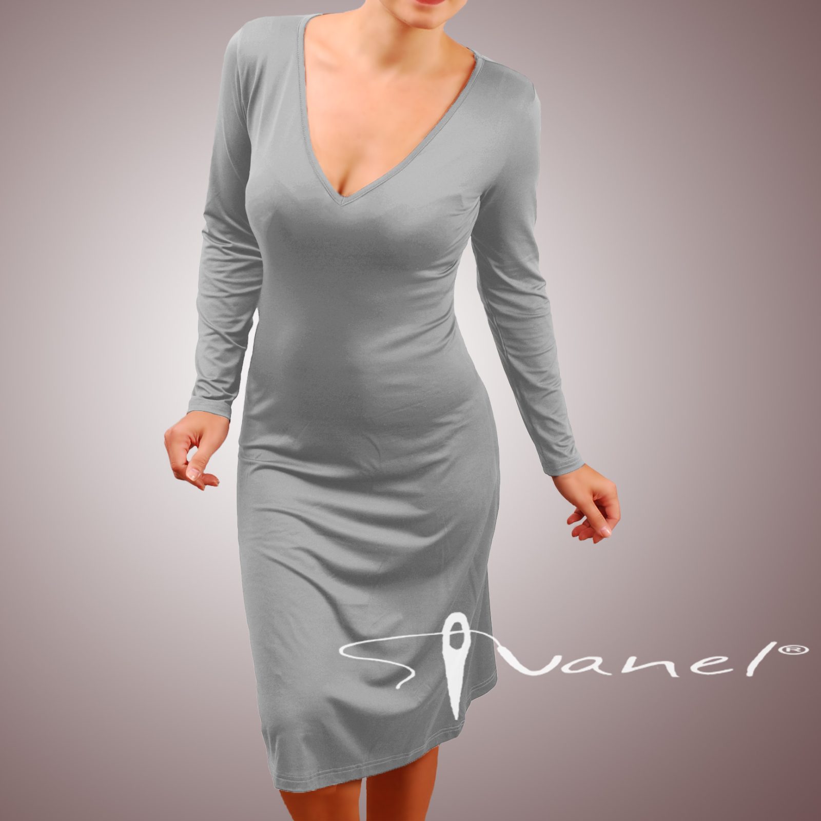 Рокля шпиц деколте и дълги ръкави - Image 25