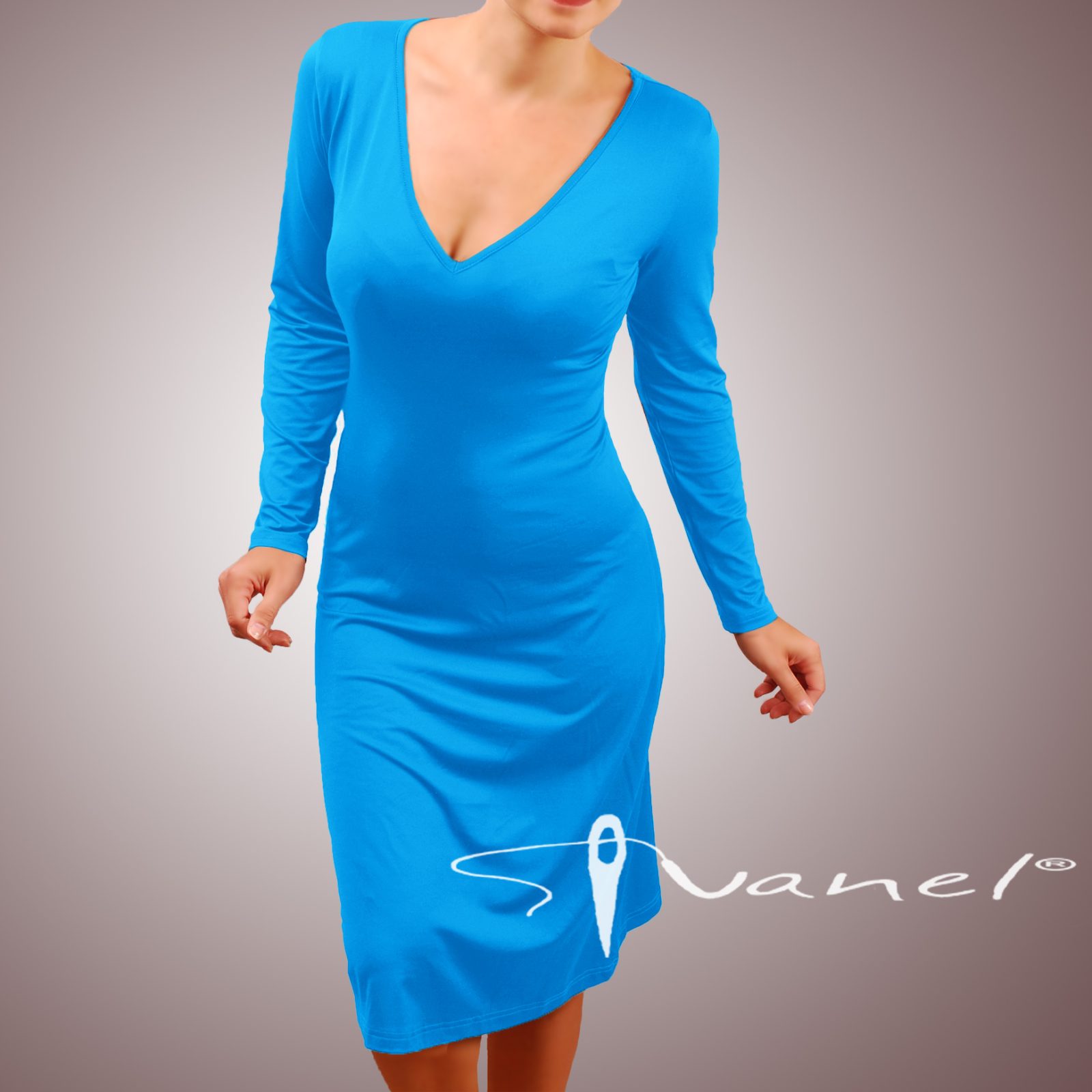 Рокля шпиц деколте и дълги ръкави - Image 26