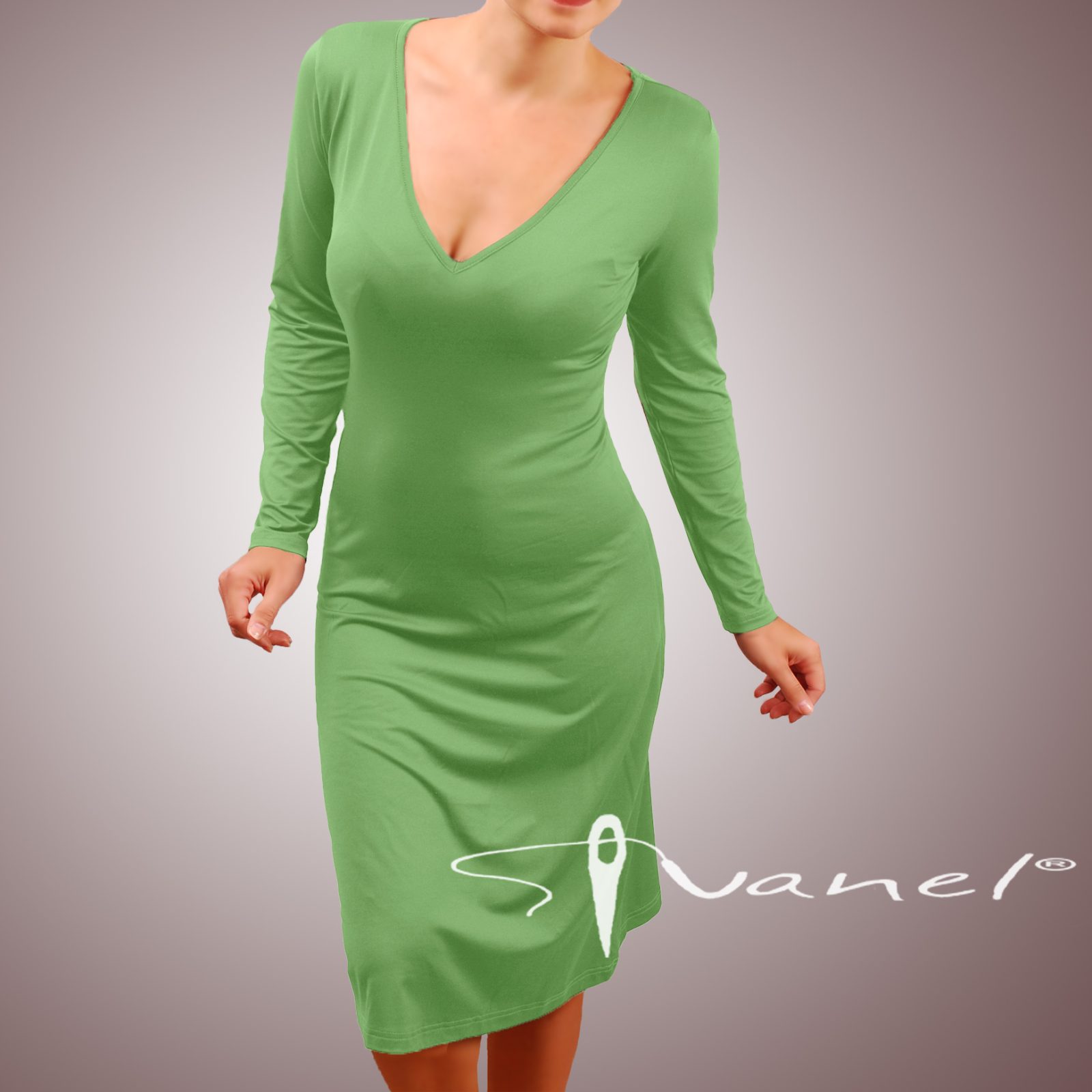 Рокля шпиц деколте и дълги ръкави - Image 27