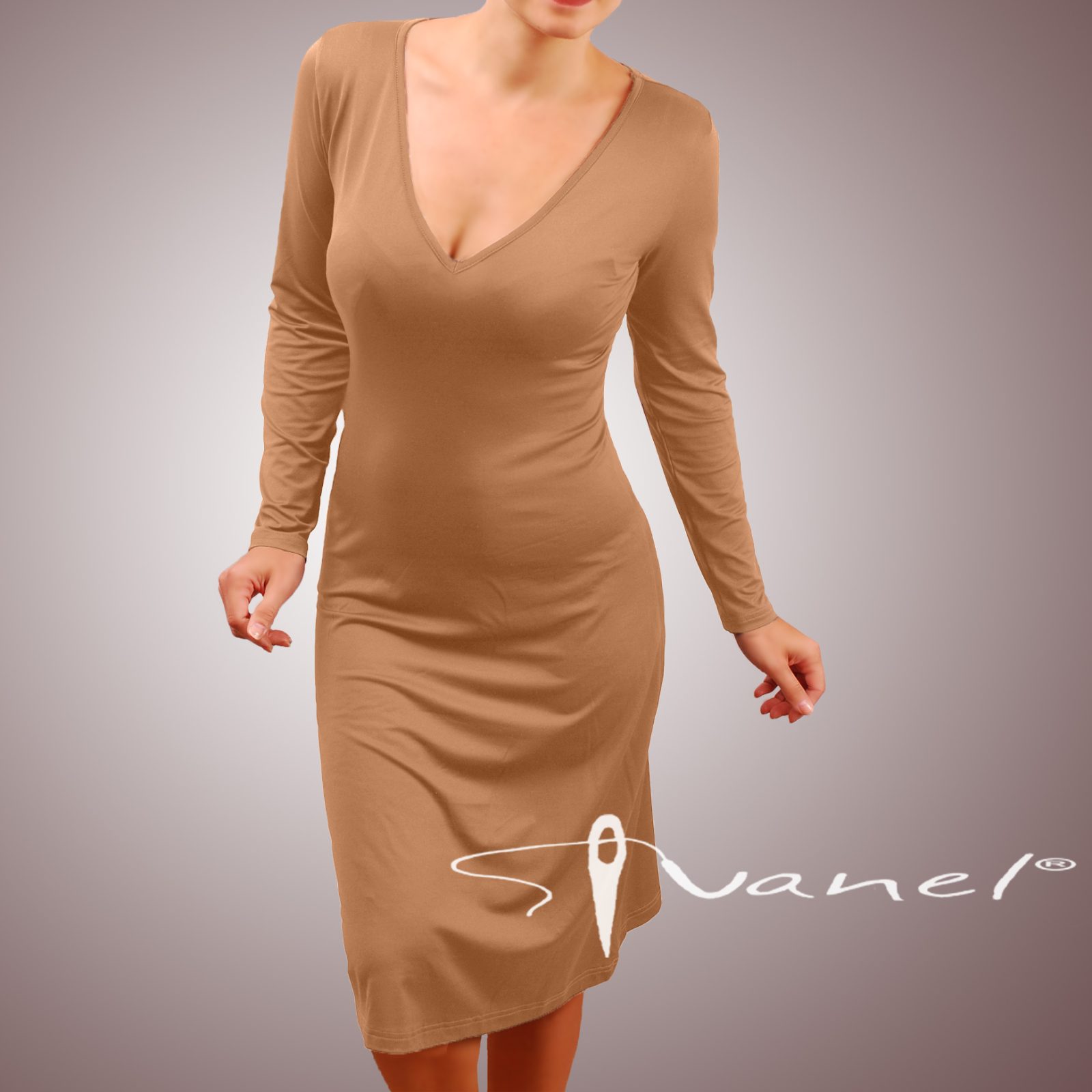 Рокля шпиц деколте и дълги ръкави - Image 8