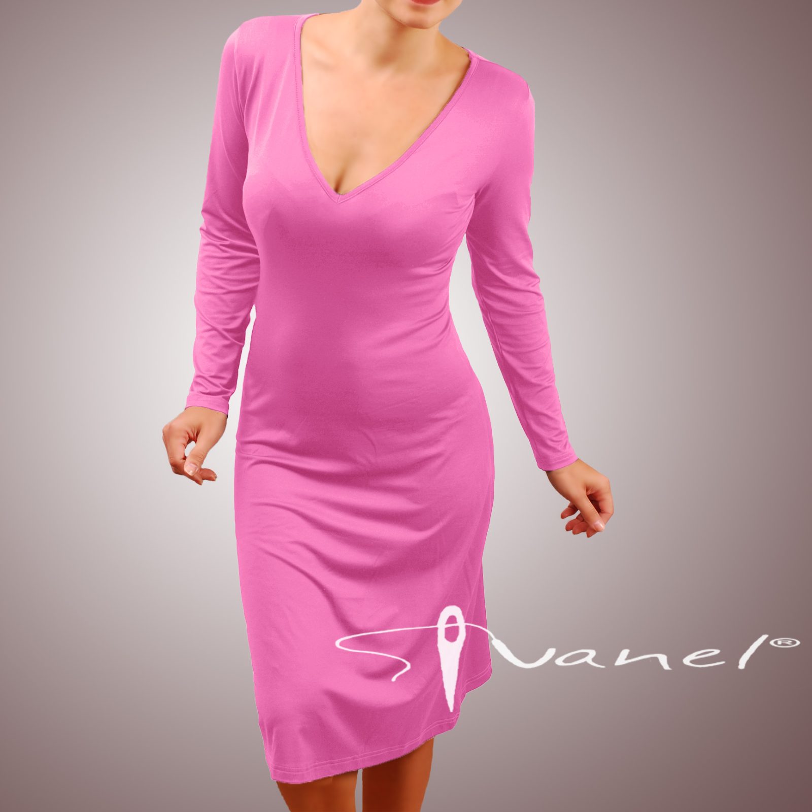 Рокля шпиц деколте и дълги ръкави - Image 13