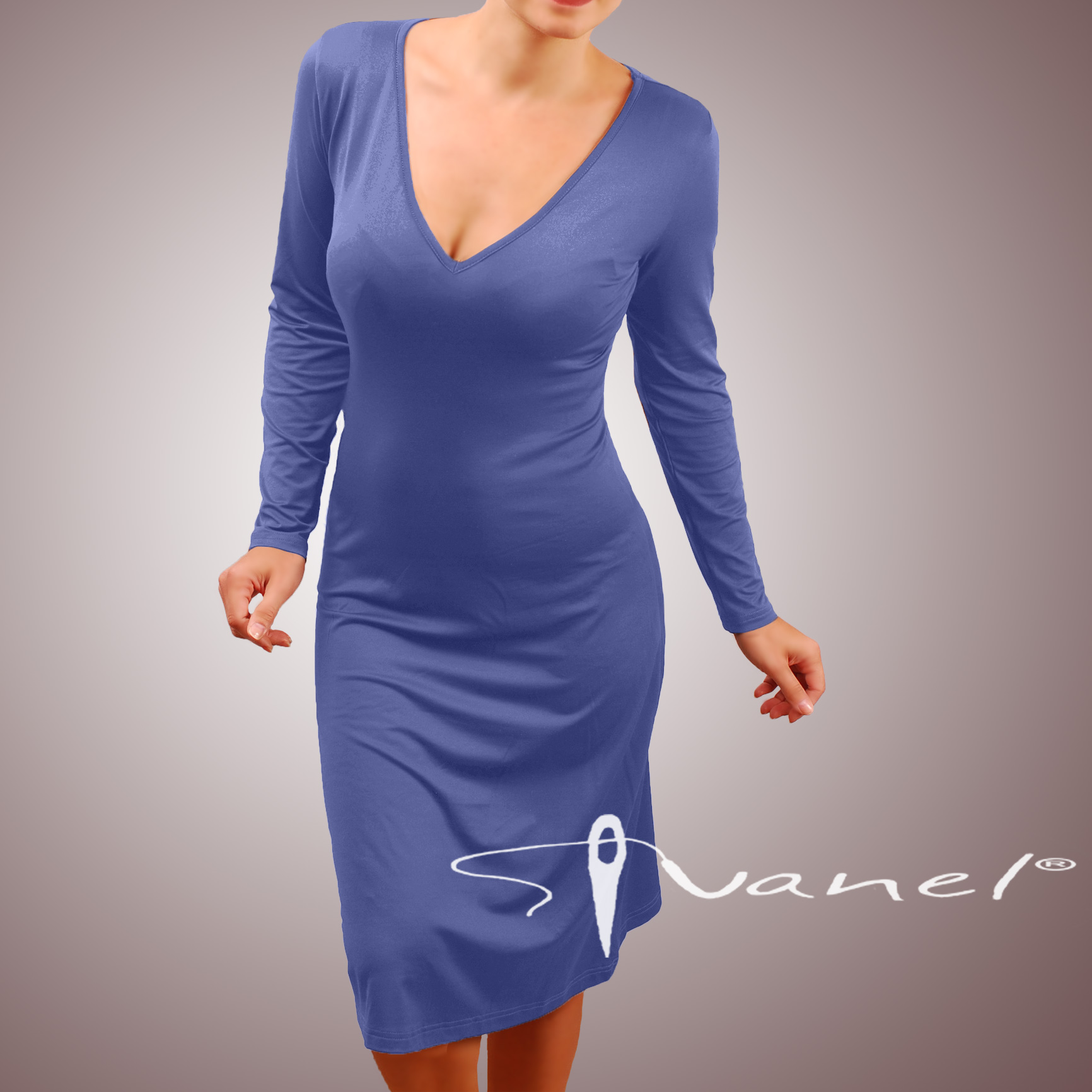 Рокля шпиц деколте и дълги ръкави - Image 14