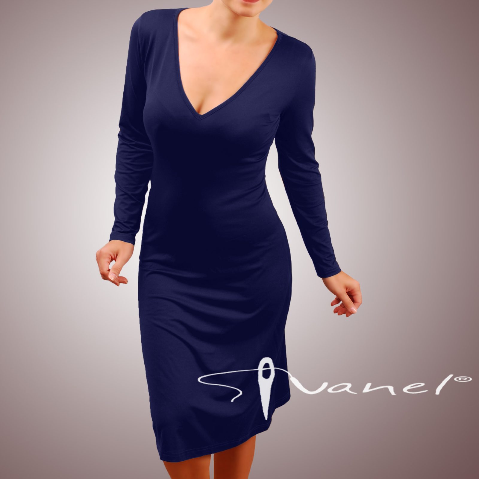 Рокля шпиц деколте и дълги ръкави - Image 32