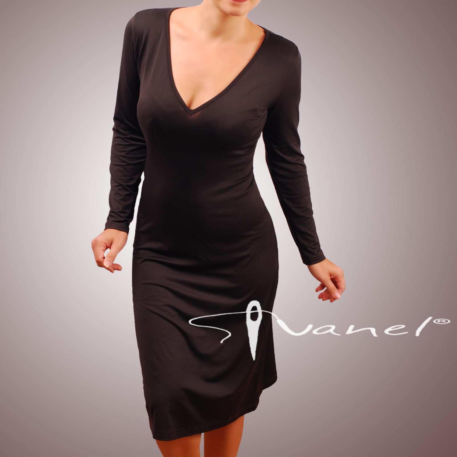 Рокля шпиц деколте и дълги ръкави - Image 29